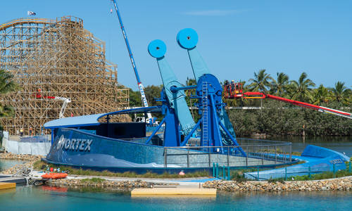 The Parkz Update: Sea World's dormant beast: up close with the Leviathan  wooden roller coaster