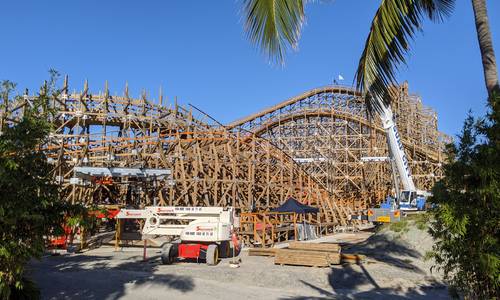 Leviathan wooden roller coaster nears completion at Sea World