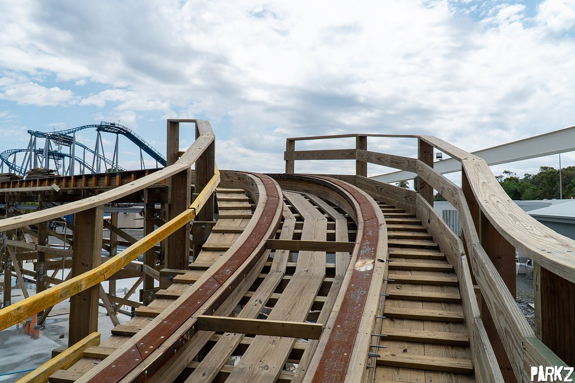 The Parkz Update: Sea World's dormant beast: up close with the Leviathan  wooden roller coaster