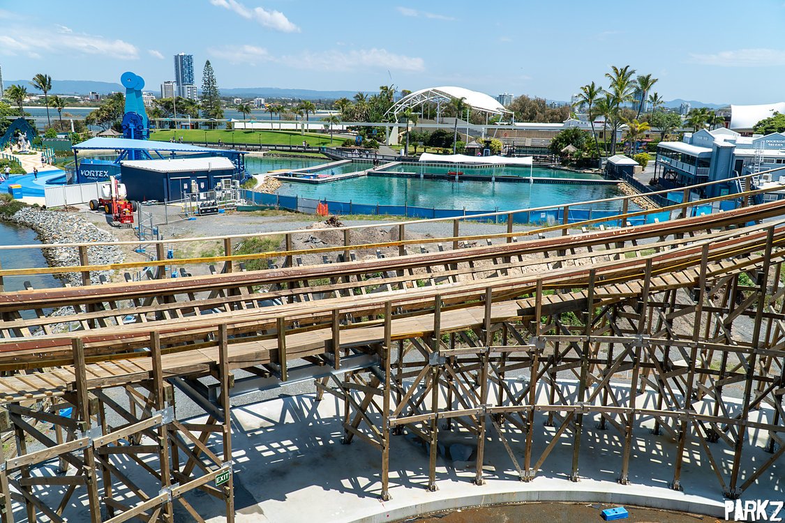 The Parkz Update: Sea World's dormant beast: up close with the Leviathan  wooden roller coaster